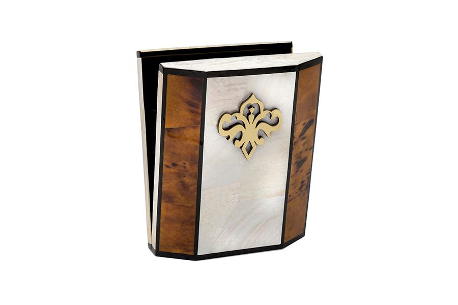 Nathalie Trad Henry Clutch Bag- Kabibe and Tab 37 shell clutch shell clutch with black resin & brass detail.