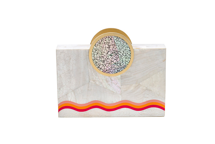 Nathalie Trad Jules Clutch Bag-Kabibe Shell clutch bag with Fruit Punch Resin, Chamber and Brass details