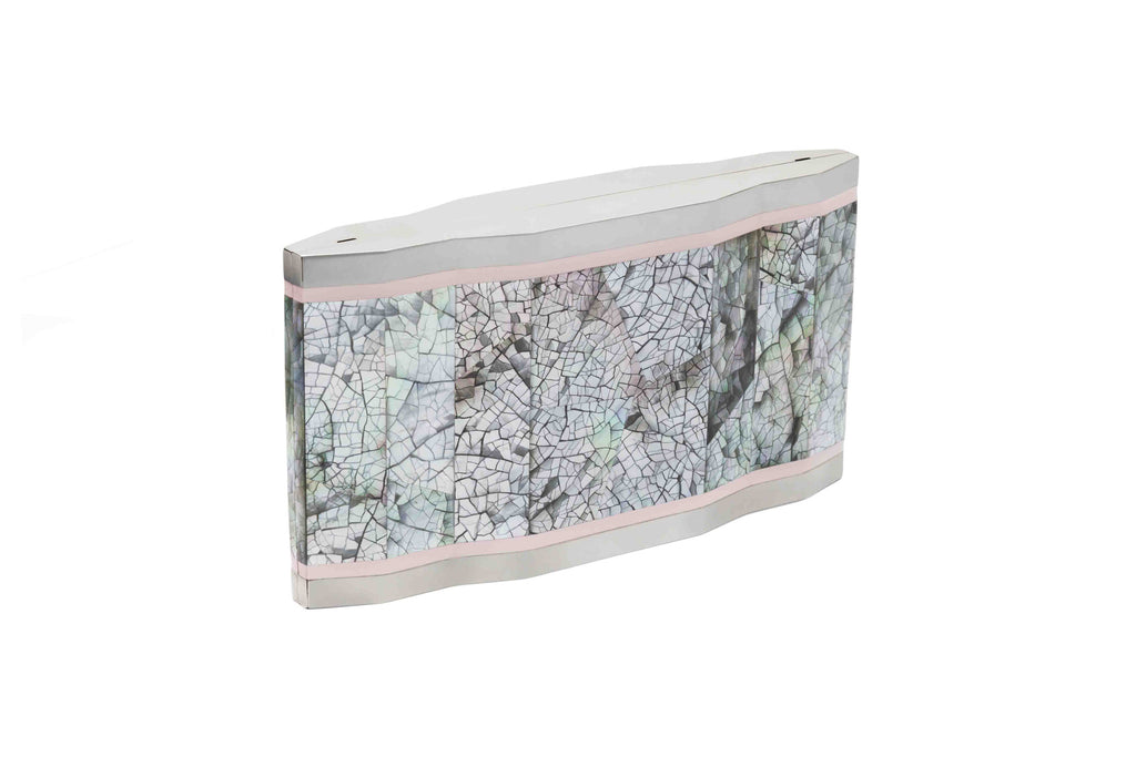 Nathalie Trad Jude Clutch Bag-Black Lip Hayang Shell x Stainless Steel x Rose Resin