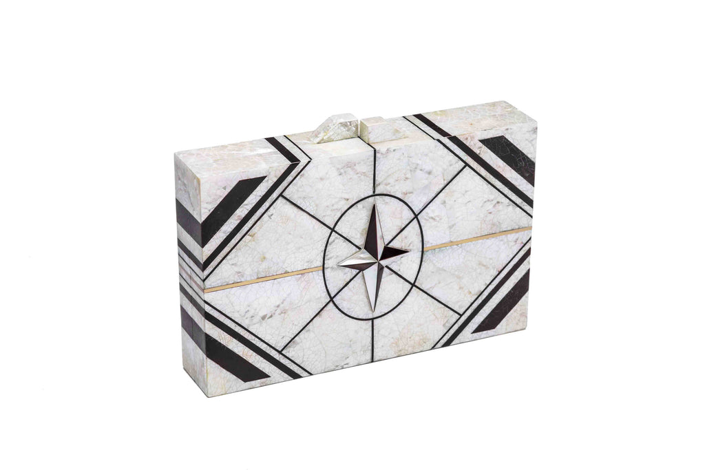 Nathalie Trad Zero I Clutch Bag- Mother Of Pearl x  Black Tab x  Brass