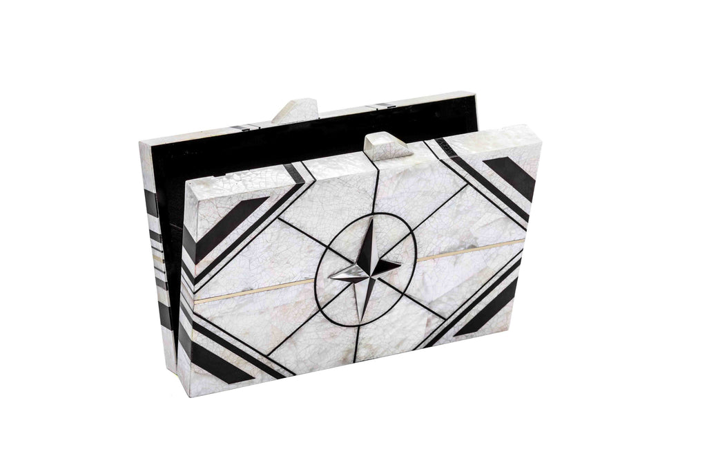 Nathalie Trad Zero I Clutch Bag- Mother Of Pearl x  Black Tab x  Brass